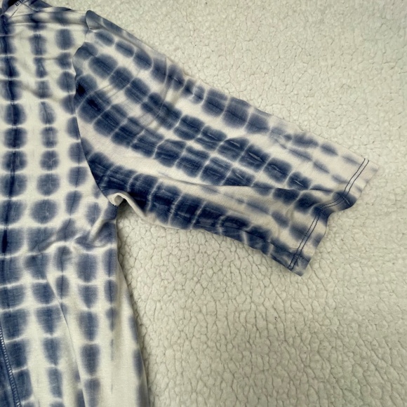 Women’s XL, Blue/White Tie-dye 1/2 sleeve St Tropez West Top - Picture 5 of 10